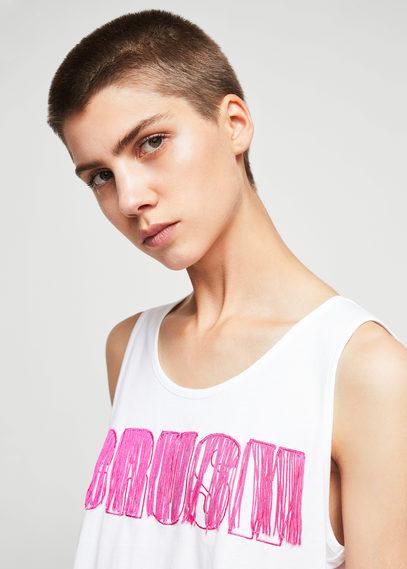 Mango Mango Fringed Message T-shirt