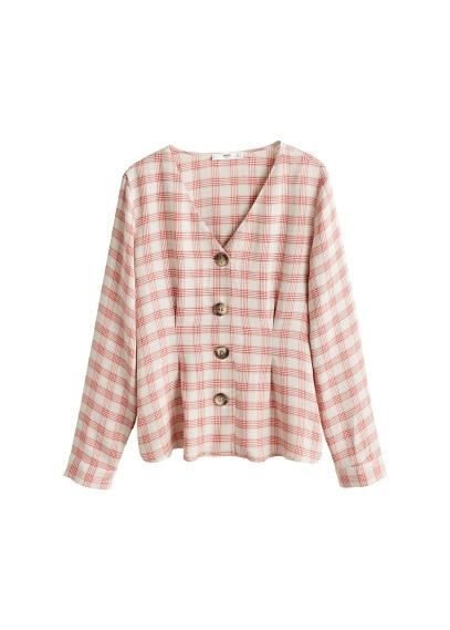 Mango Mango Linen-blend Check Blouse