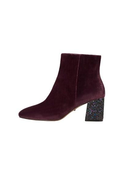 Violeta By Mango Violeta By Mango Glitter Heel Velvet Ankle Boot