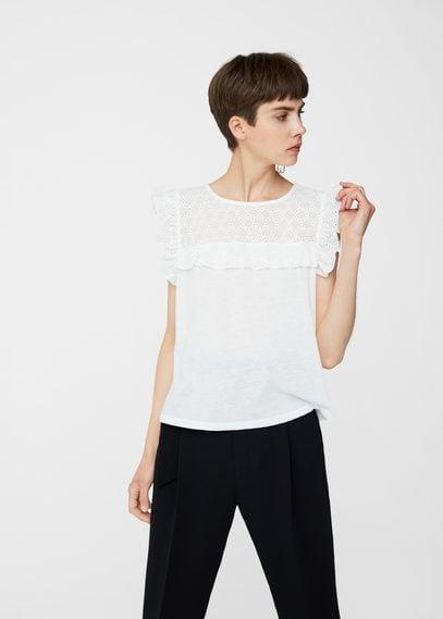 Mango Mango Contrast Lace T-shirt