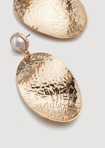 Mango Mango Pearl Detail Metallic Earrings