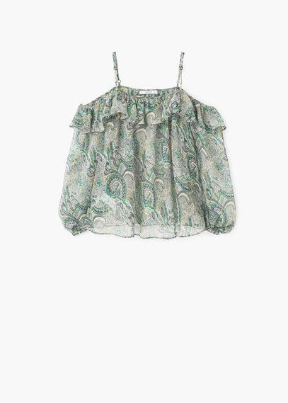 Mango Mango Printed Off-shoulder Blouse