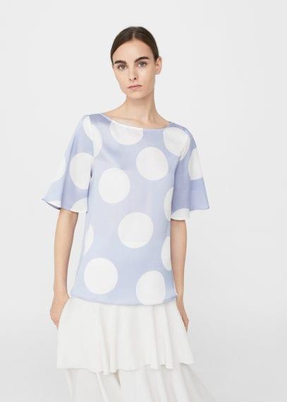 Mango Mango Polka-dot Flowy Blouse