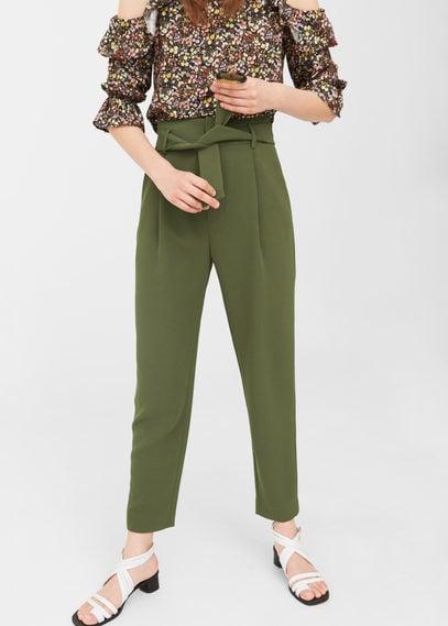 Mango Mango Belted Crepe Pants