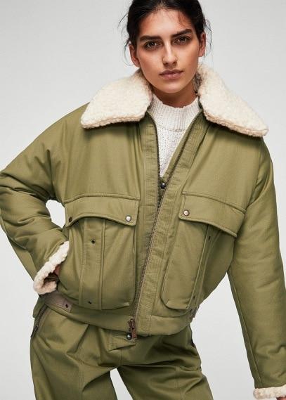 Mango Mango Faux Shearling Collar Quilted Jacket