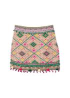 Mango Mango Pom Poms Embroidered Skirt