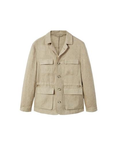 Mango Man Mango Man Striped Linen Field Jacket