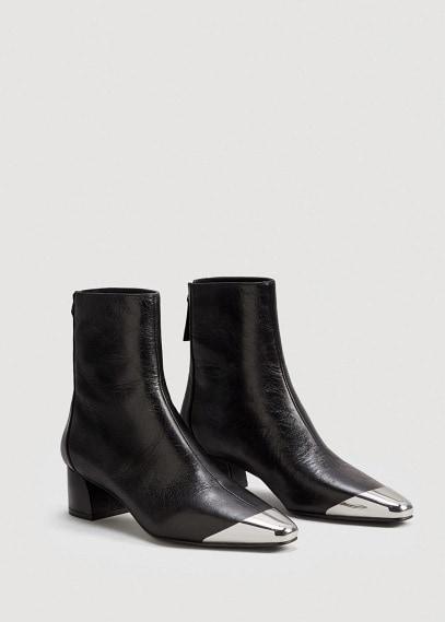 Mango Mango Metallic Pointed Toe Leather Ankle Boots