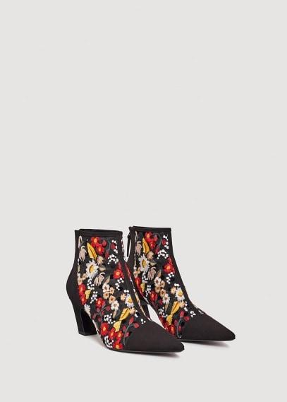 Mango Mango Floral Embroidered Ankle Boots