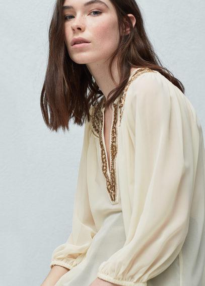 Mango Mango Sequins Embroidered Blouse