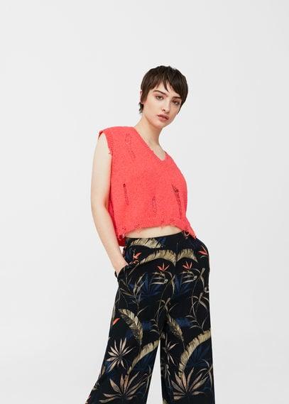 Mango Mango Ripped Cotton Top