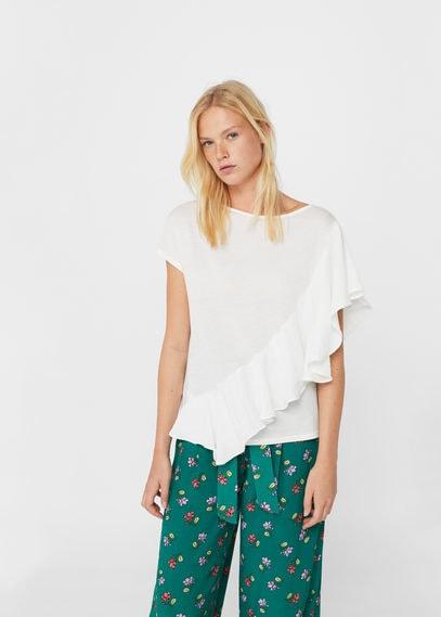 Mango Mango Contrasting Frilled T-shirt