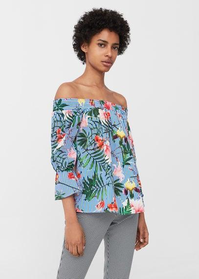 Mango Mango Floral Off-shoulder Blouse