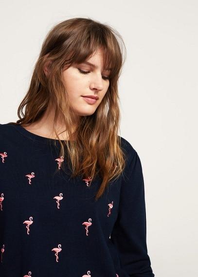 Violeta By Mango Violeta By Mango Flamingo Embroidery Sweater