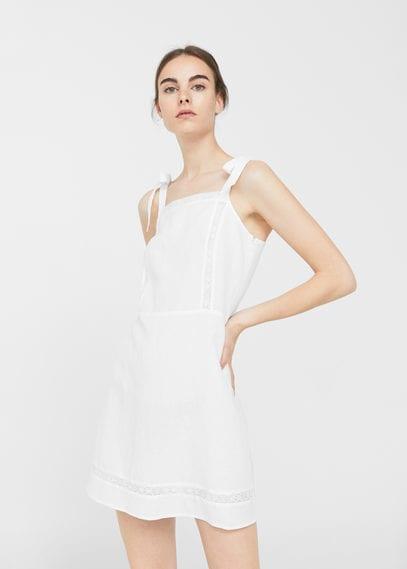 Mango Mango Bow Linen Dress