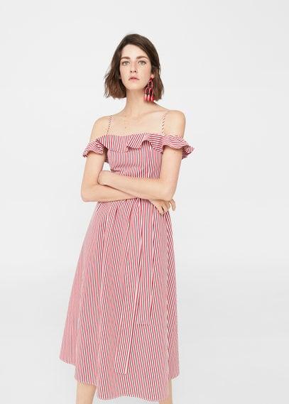 Mango Mango Off-shoulder Striped Dress