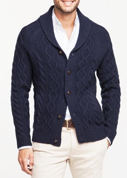 H.e. By Mango Shawl Collar Cable-knit Cardigan