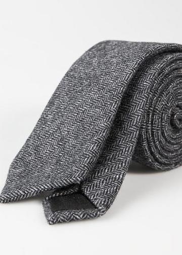 H.e. By Mango Herringbone Wool-blend Tie