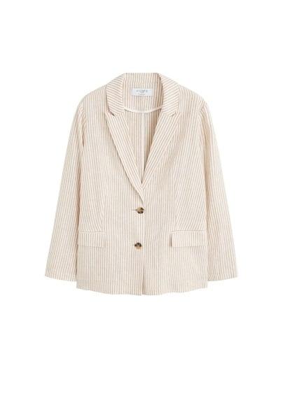 Violeta By Mango Violeta By Mango Striped Linen Blazer