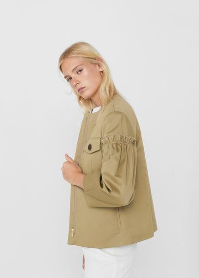 Mango Mango Ruched Sleeve Pocket Jacket