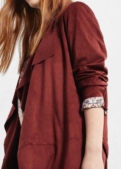Violeta By Mango Waterfall Faux Suede Jacket