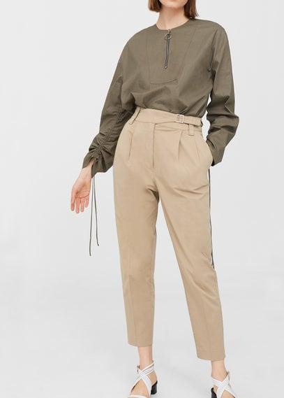Mango Mango Cotton Pleated Trousers
