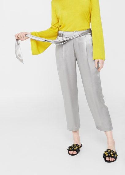 Mango Mango Bow Satin Trousers