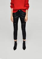 Mango Mango Zipper Leather Trousers