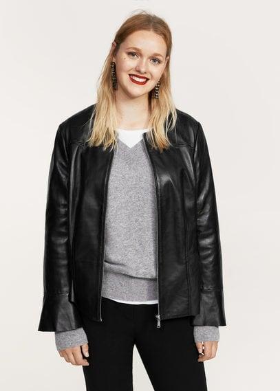 Violeta By Mango Violeta By Mango Ruffled Leather Jacket