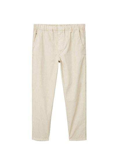 Mango Man Mango Man Elastic Waist Cotton Trousers
