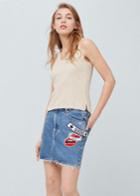 Mango Mango Patch Denim Skirt