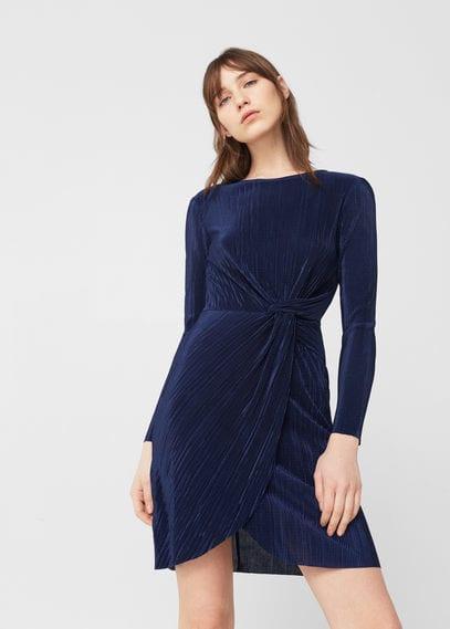 Mango Mango Knot Pleated Dress