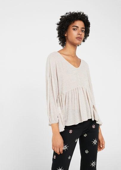 Mango Mango Flecked Peplum T-shirt
