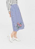 Mango Mango Flower Embroidered Striped Skirt