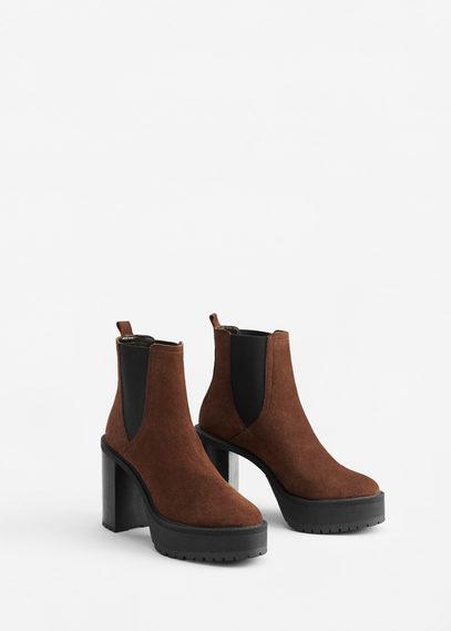 Mango Mango Leather Track Heel Ankle Boots