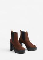 Mango Mango Leather Track Heel Ankle Boots