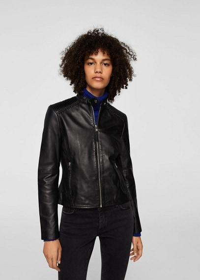 Mango Mango Quilted Panel Leather Jacket