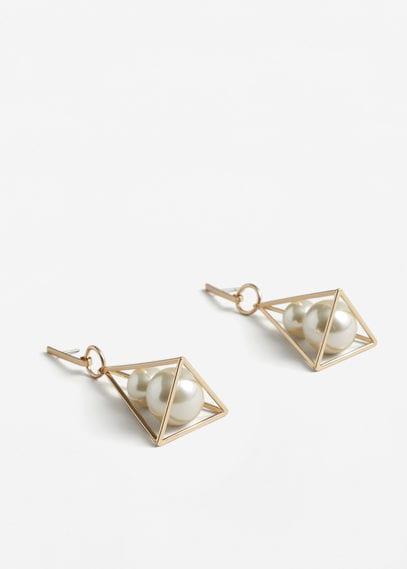 Mango Mango Geometric Pearl Earrings