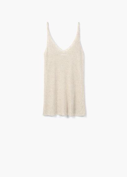 Mango Mango Premium - Linen-blend Knit Top