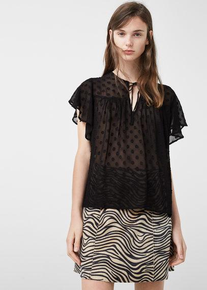 Mango Mango Textured Ruffled Blouse
