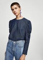 Mango Mango Ruched Denim Blouse