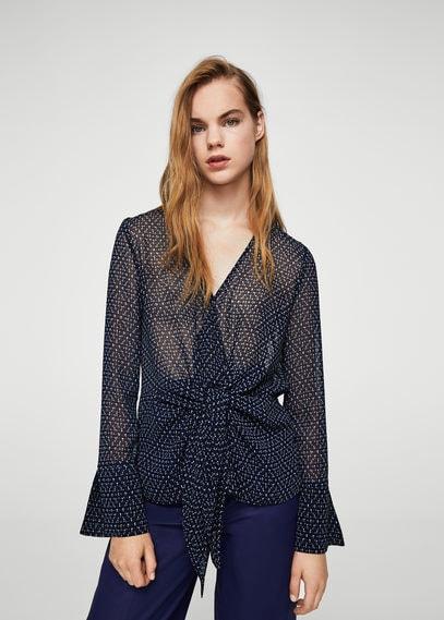 Mango Mango Knot Detail Printed Blouse