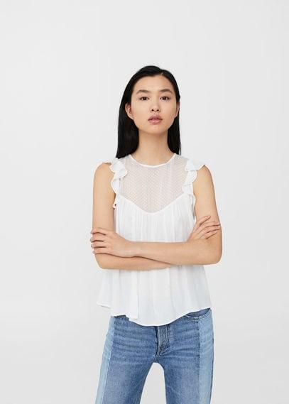 Mango Mango Ruffled Plumeti Blouse