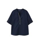 Violeta By Mango Violeta By Mango Metallic Embroidery Linen-blend Blouse