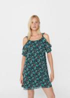 Mango Mango Flowers Cold Shoulder Dress