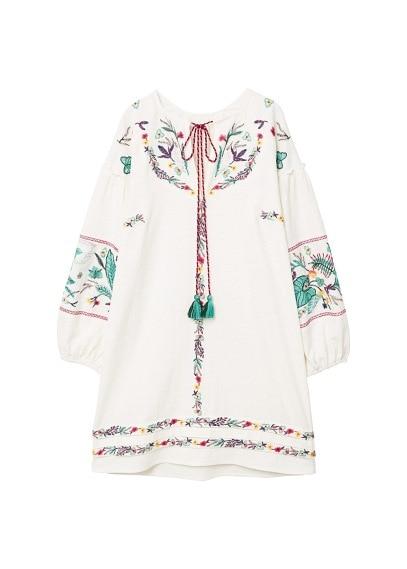 Mango Mango Tassels Embroidered Dress