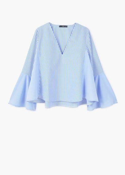 Mango Mango Ruffled Stripe-patterned Blouse