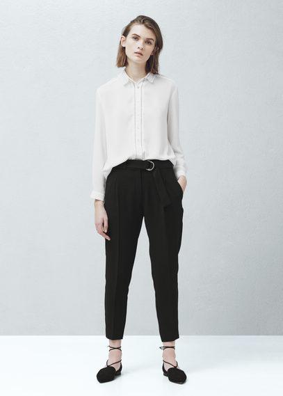 Mango Belt Baggy Trousers