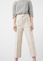 Mango Mango Premium - Cropped Linen-blend Trousers