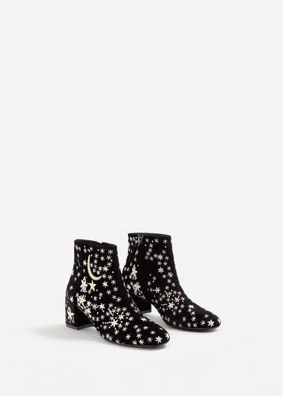 Mango Mango Stars Embroidered Ankle Boots